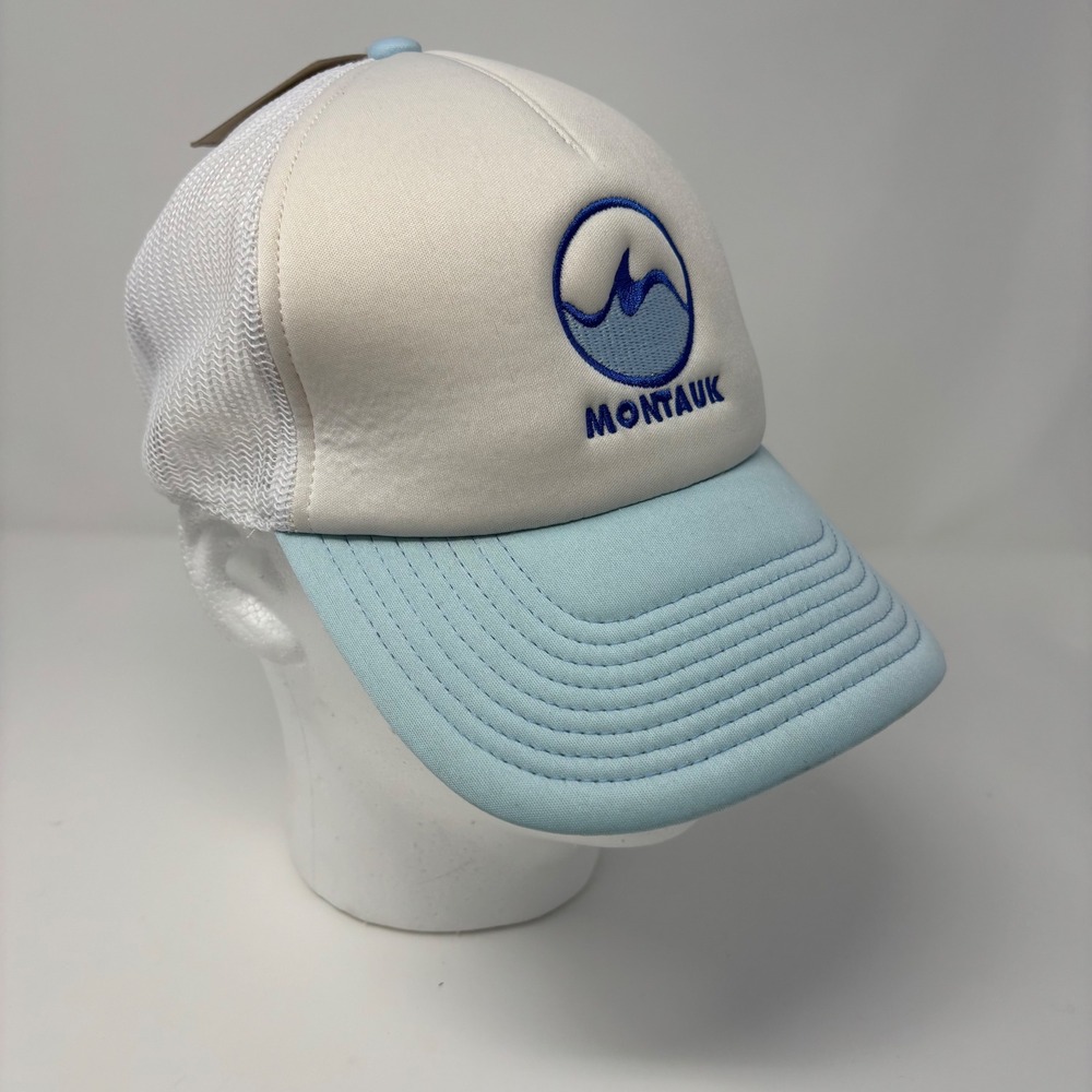 Montauk NY NWT‎ SnapBack Trucker Hat Mesh Back White Foam The Game